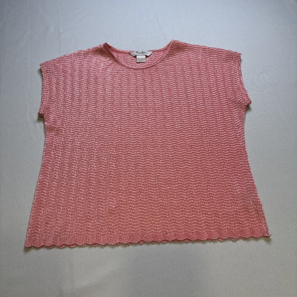 TanJay Womens Petite PS Short Sleeve Crinkle Stretchy Top Blouse Shirt #0052